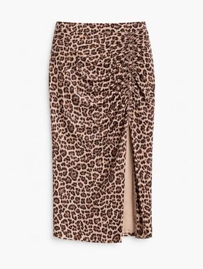 GUESS Leopard Print Ruched Midi Skirt – Y2K / Mob Wife / Date Night